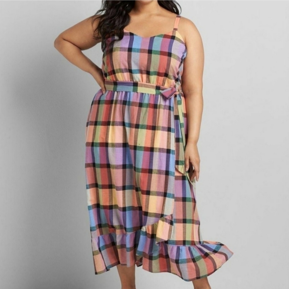 Lane Bryant Multicolor Plaid Midi Dress